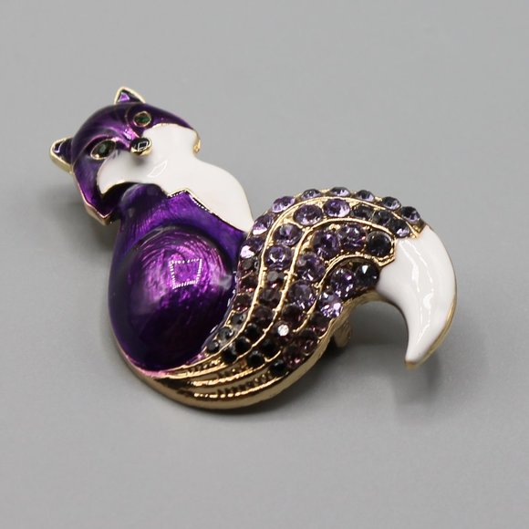 Fox animal pin brooch jewelry fashion purple gold - Picture 11 of 12